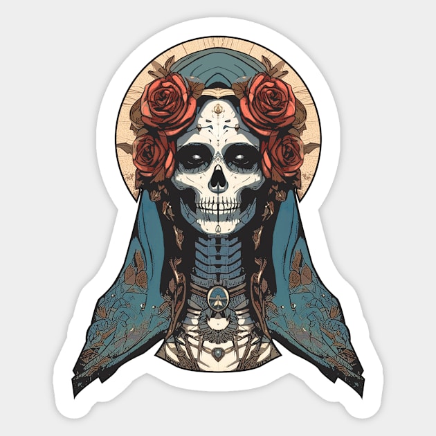 Retro Santa Muerte Sticker by metamorfatic